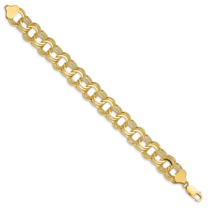 7 Inch 14K Triple Link Charm Bracelet