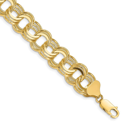 7 Inch 14K Triple Link Charm Bracelet