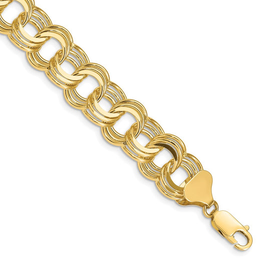7 Inch 14K Triple Link Charm Bracelet