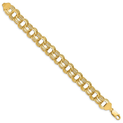 7.5 Inch 14K Triple Link Charm Bracelet