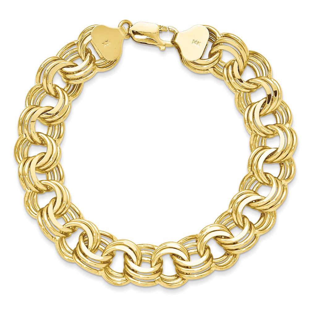 8.5 Inch 14K Triple Link Charm Bracelet