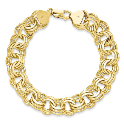 7.5 Inch 14K Triple Link Charm Bracelet