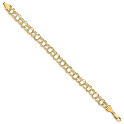 8 Inch 14K Triple Link Charm Bracelet