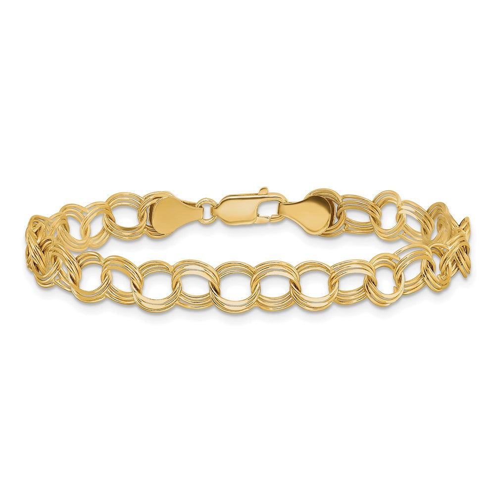 8 Inch 14K Triple Link Charm Bracelet