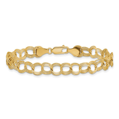 8 Inch 14K Triple Link Charm Bracelet