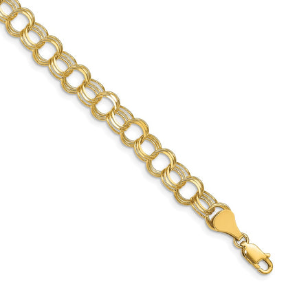 7 Inch 14K Triple Link Charm Bracelet