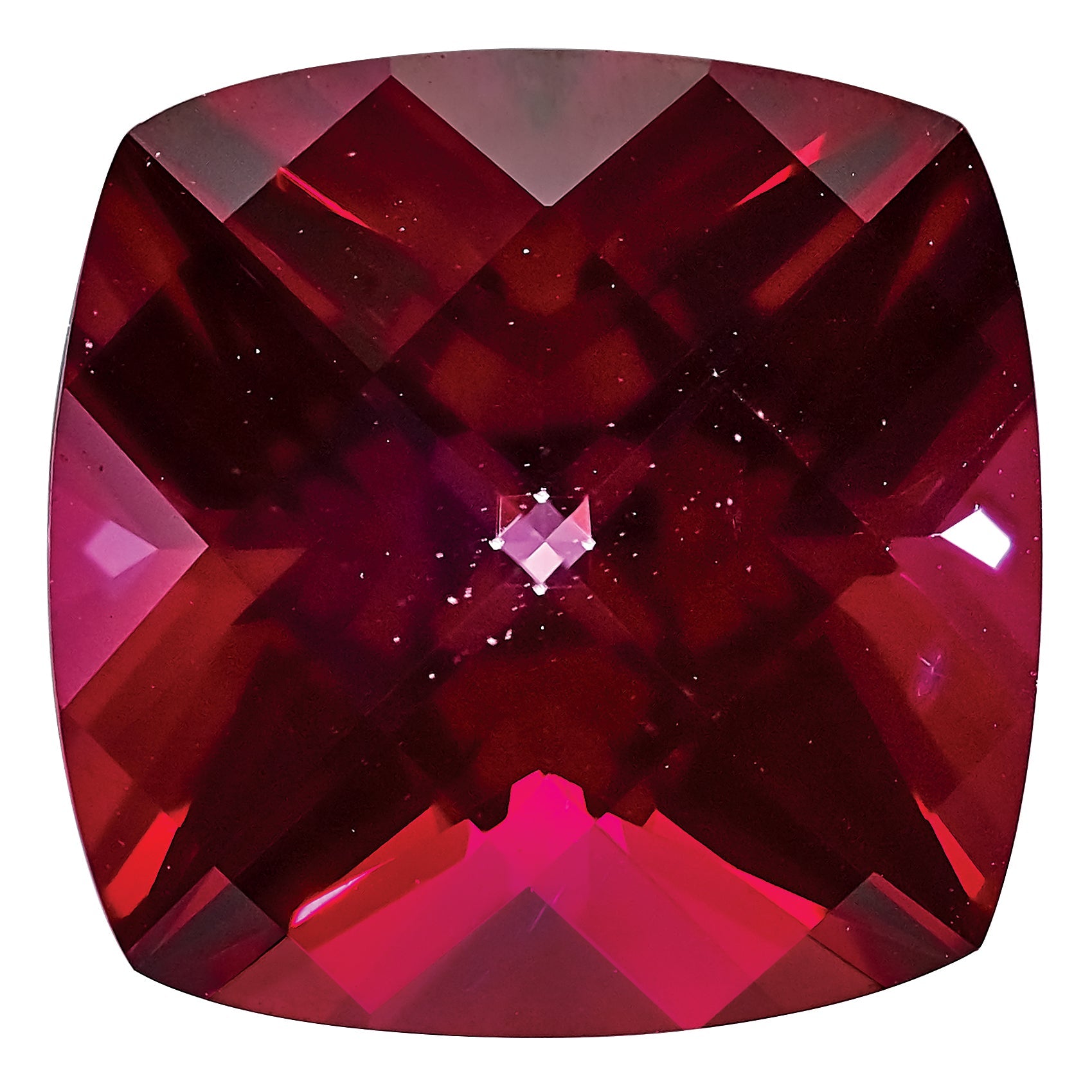 Gemstone Blazing Red Passion Topaz 6mm Antique Cushion Checkerboard