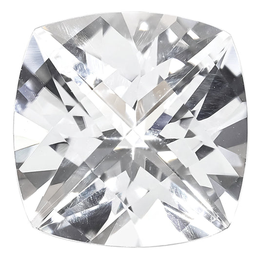Gemstone White Passion Topaz 10mm Antique Cushion Checkerboard
