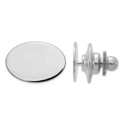 14K White Gold Men'S Oval Tie Tac