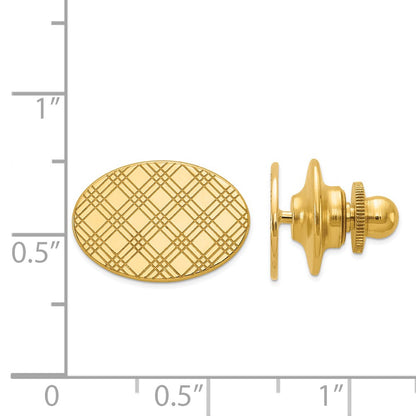 14K Yellow Gold Men'S Checkered Pattern Oval Tie Tac