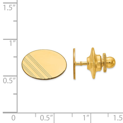 14K Yellow Gold Men'S Oval W/Line Design Tie Tac