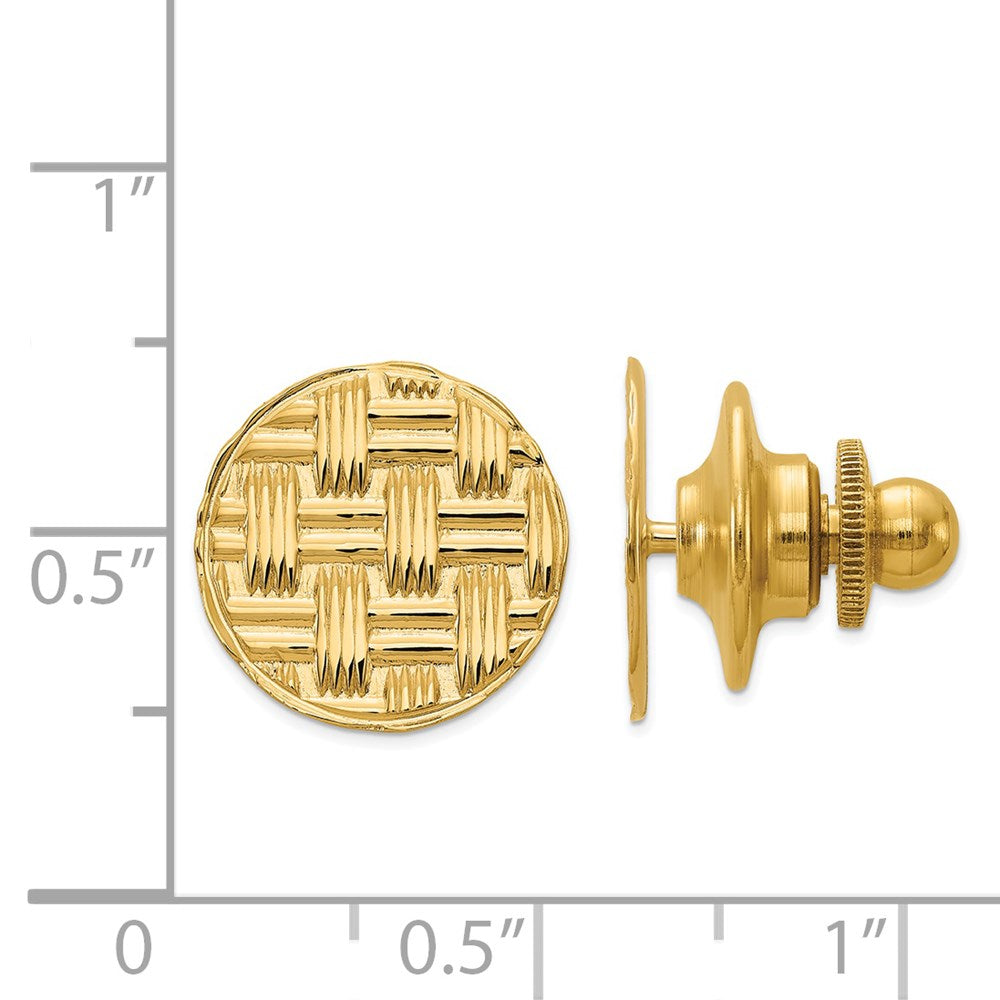 14K Yellow Gold Men'S Circular Basketweave Textured Tie Tac