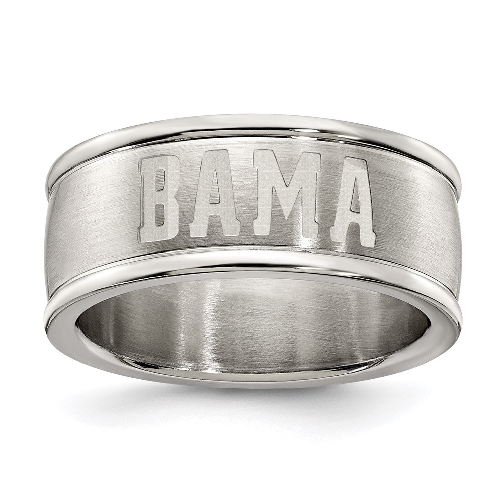 Stainless Steel Univ Of Alabama Logo Band Ring