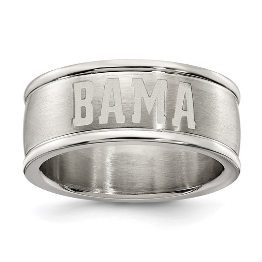 Stainless Steel Univ Of Alabama Logo Band Ring