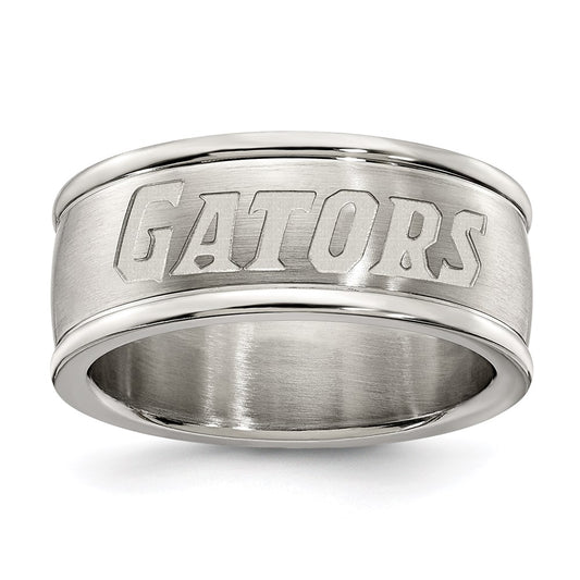Stainless Steel Univ Of Florida Logo Band Ring