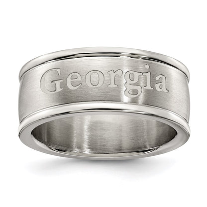 Stainless Steel Univ Of Georgia Logo Band Ring
