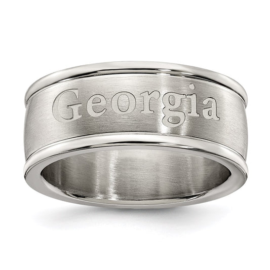 Stainless Steel Univ Of Georgia Logo Band Ring