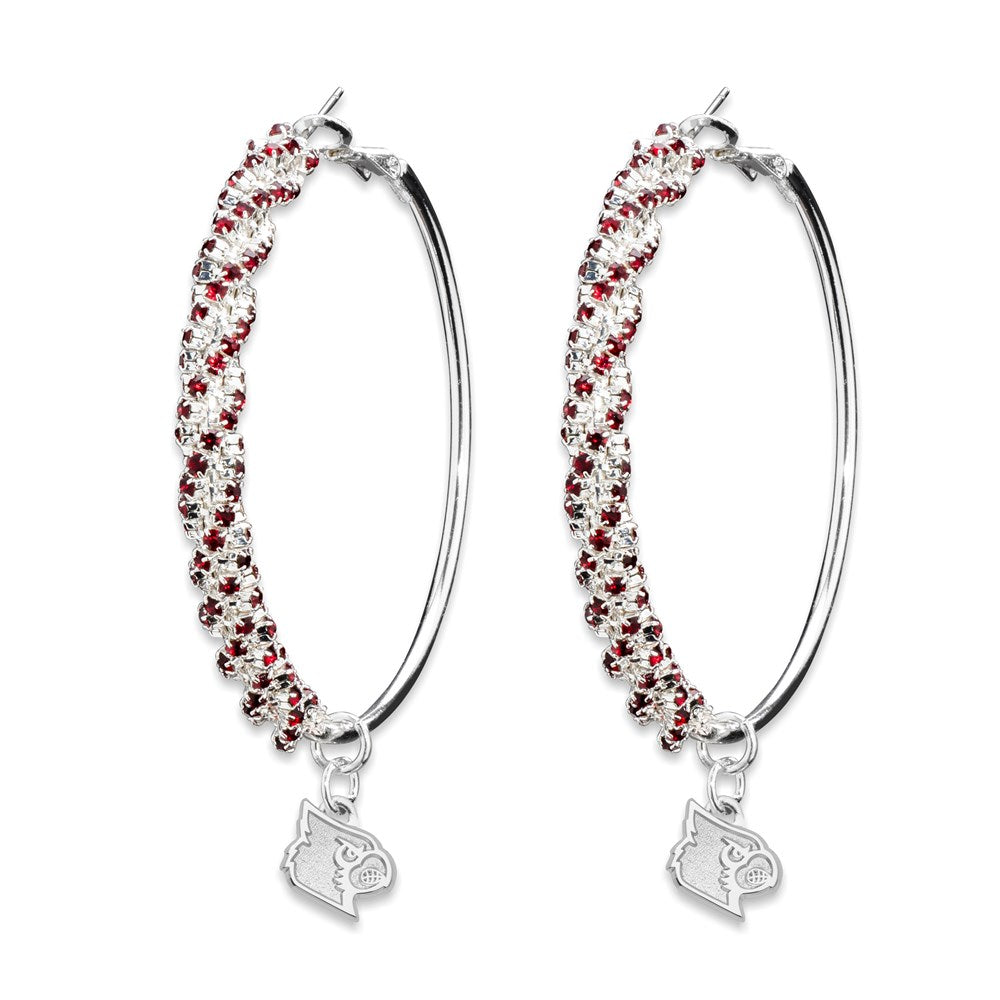Brass/White Univ Of Louisville Amped Logo Crystal Earrings