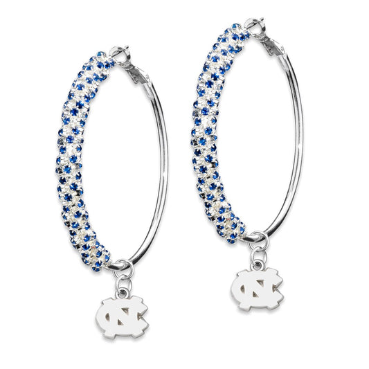 Brass/White University Of North Carolina Amped Logo Crystal Earrings