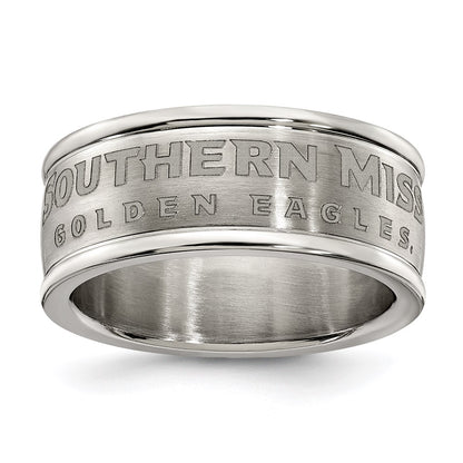 Stainless Steel Univ Of Southern Miss Logo Band Ring