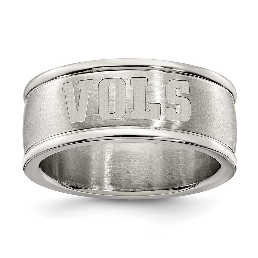 Stainless Steel Univ Of Tennessee Logo Band Ring