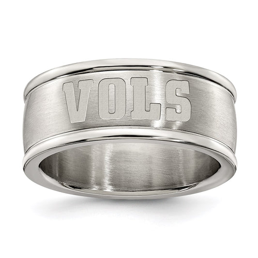 Stainless Steel Univ Of Tennessee Logo Band Ring