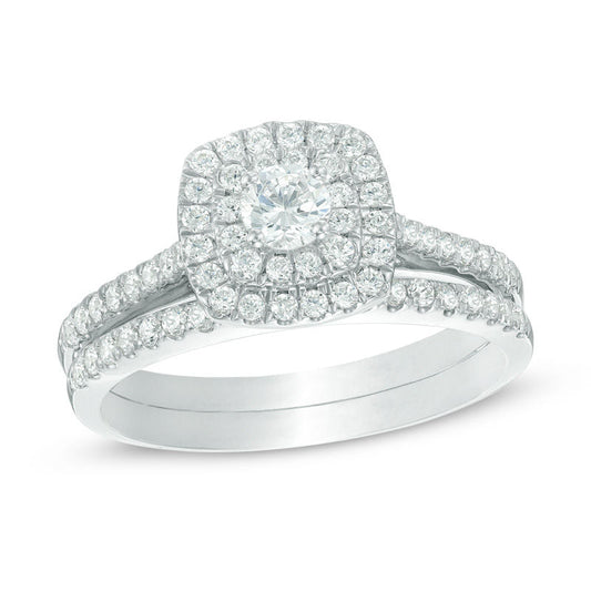 5/8 CT. T.W. Diamond Double Frame Bridal Set in 14K White Gold