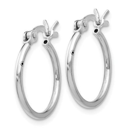 Sterling Silver Rhodium Plated Polished Hinged Hoop Earrings