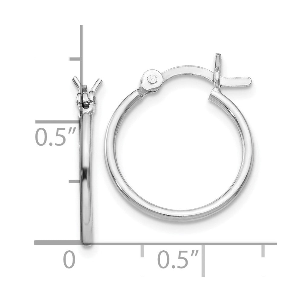 Sterling Silver Rhodium Plated Polished Hinged Hoop Earrings