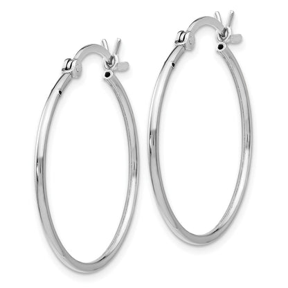 Sterling Silver Rhodium Plated Polished Hinged Hoop Earrings