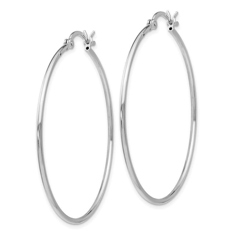 Sterling Silver Rhodium Plated Polished Hinged Hoop Earrings