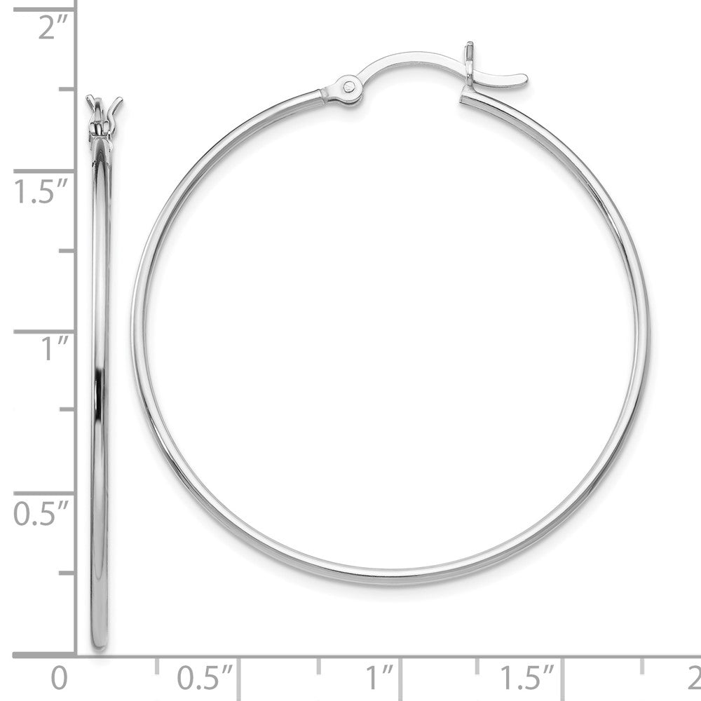 Sterling Silver Rhodium Plated Polished Hinged Hoop Earrings