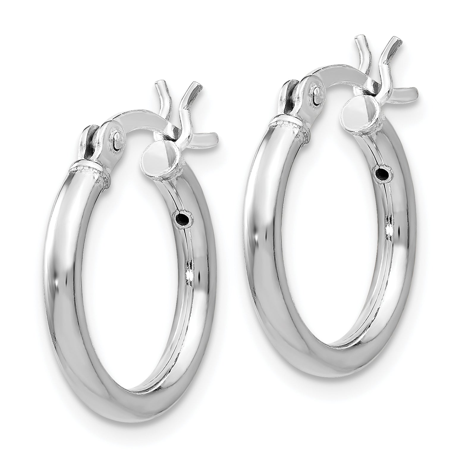Sterling Silver Rhodium Plated Polished Hinged Hoop Earrings