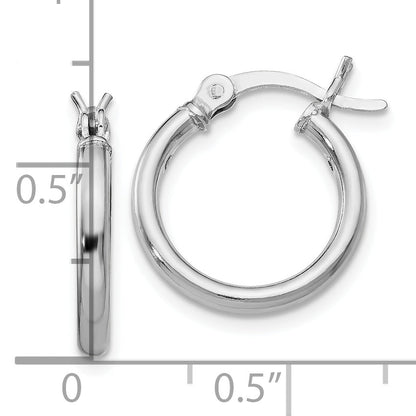 Sterling Silver Rhodium Plated Polished Hinged Hoop Earrings