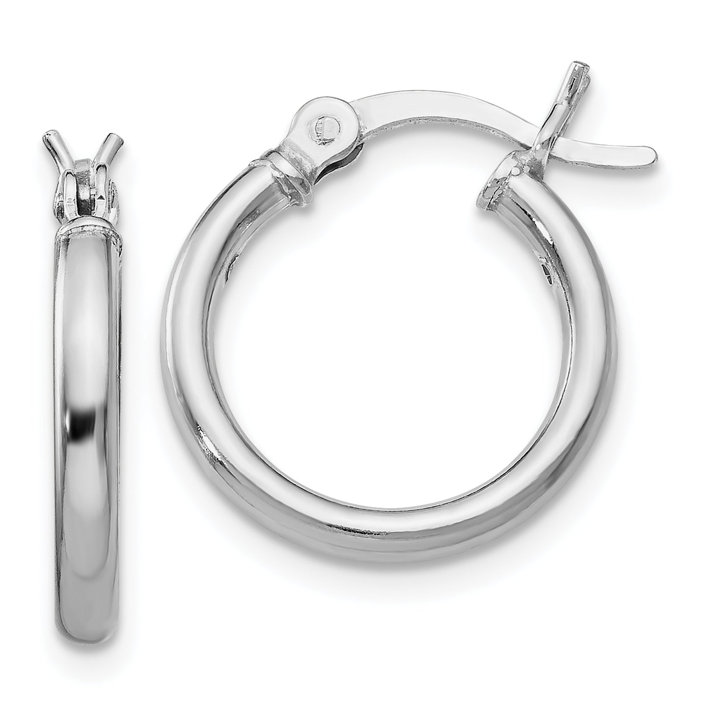Sterling Silver Rhodium Plated Polished Hinged Hoop Earrings