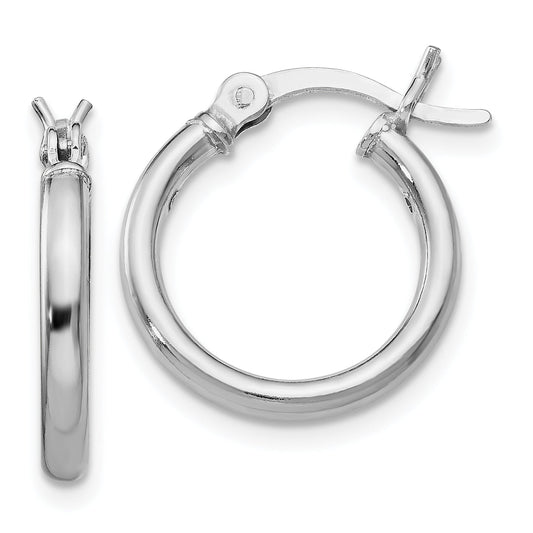 Sterling Silver Rhodium Plated Polished Hinged Hoop Earrings