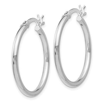 Sterling Silver Rhodium Plated Polished Hinged Hoop Earrings