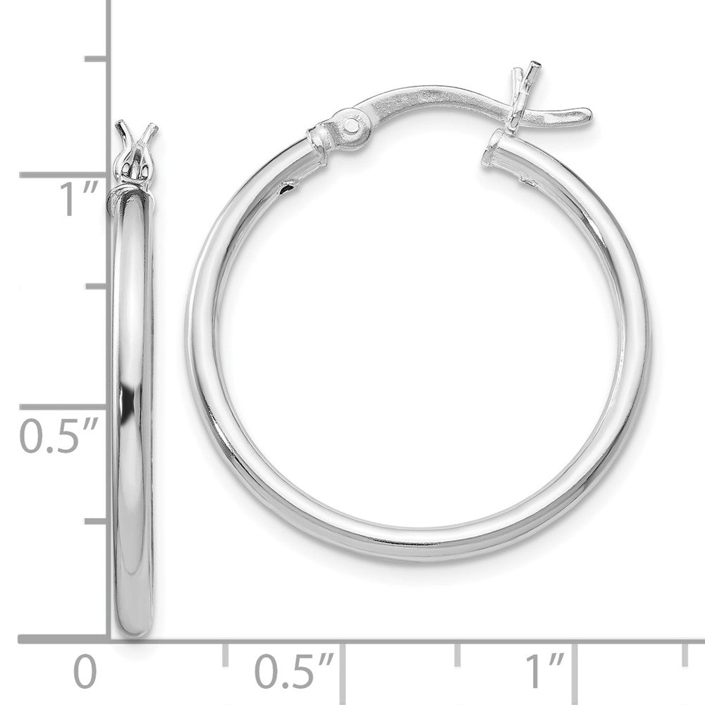 Sterling Silver Rhodium Plated Polished Hinged Hoop Earrings