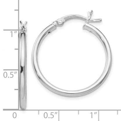 Sterling Silver Rhodium Plated Polished Hinged Hoop Earrings