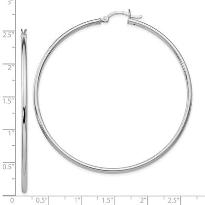 Sterling Silver Rhodium Plated Polished Hinged Hoop Earrings