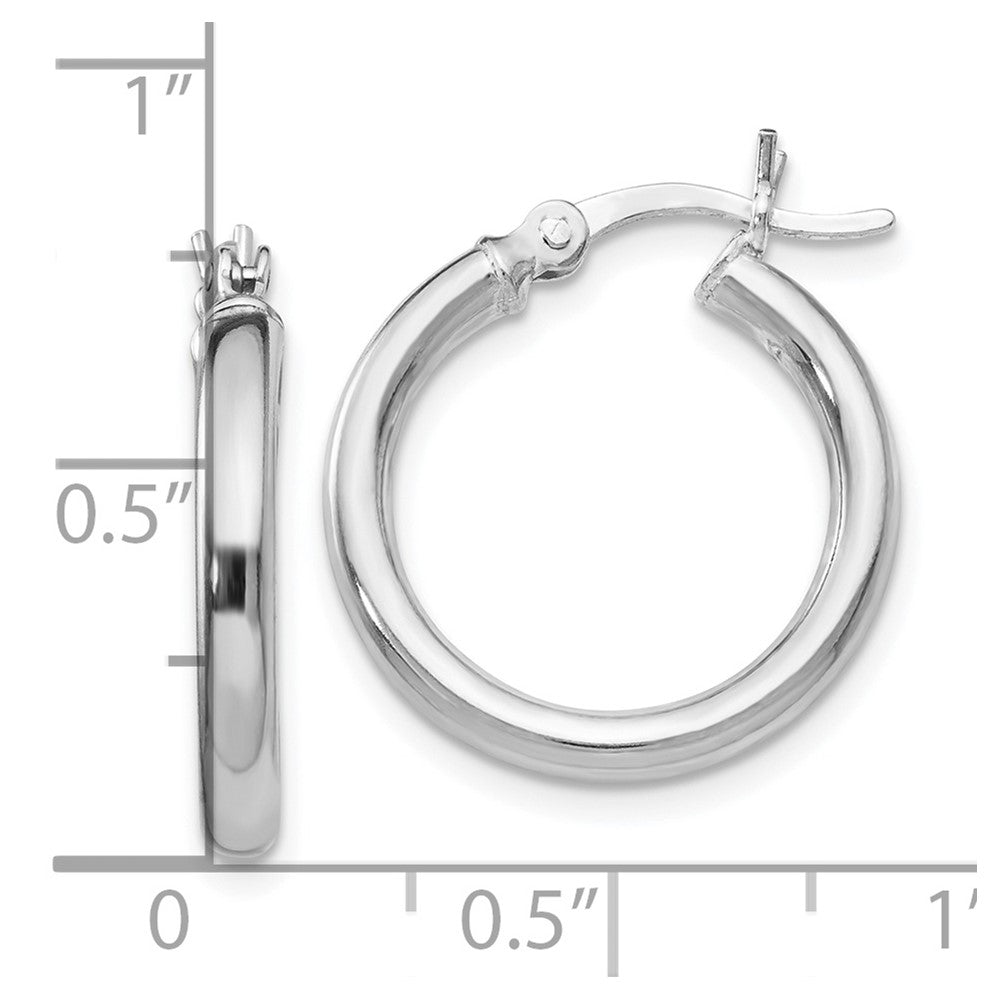 Sterling Silver Rhodium Plated Polished Hinged Hoop Earrings