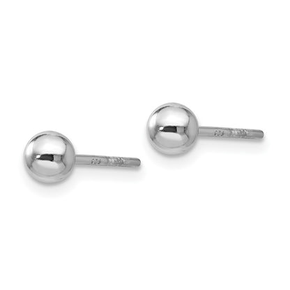 Sterling Silver Rhodium Plated 4mm Polished Ball Post Earrings