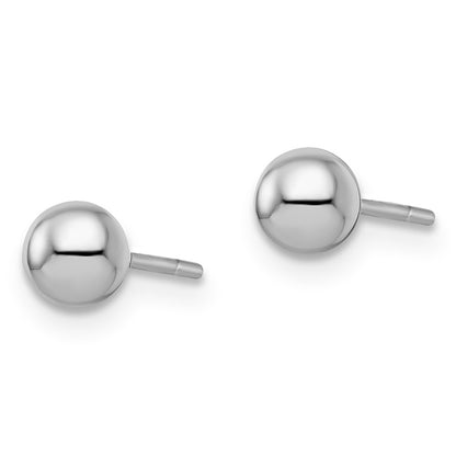 Sterling Silver Rhodium Plated 5mm Polished Ball Post Earrings