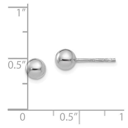Sterling Silver Rhodium Plated 5mm Polished Ball Post Earrings