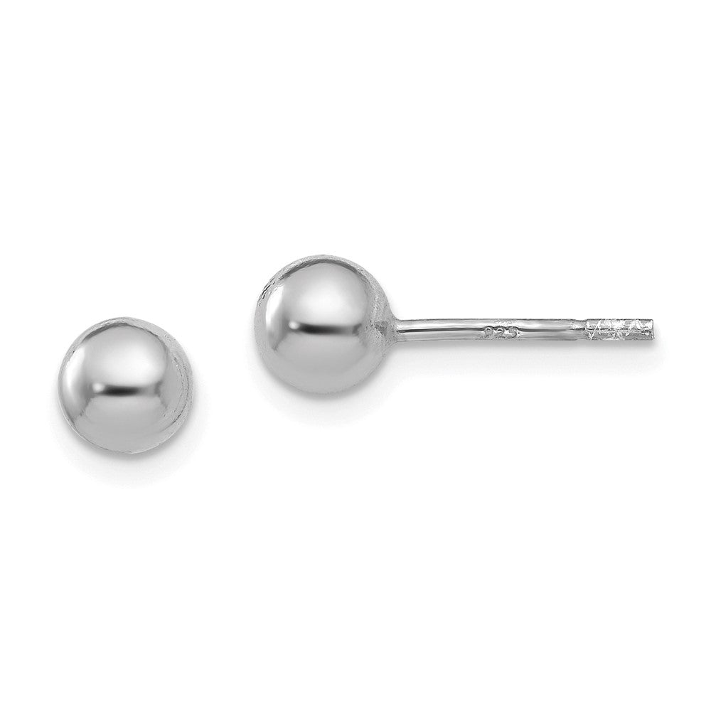 Sterling Silver Rhodium Plated 5mm Polished Ball Post Earrings