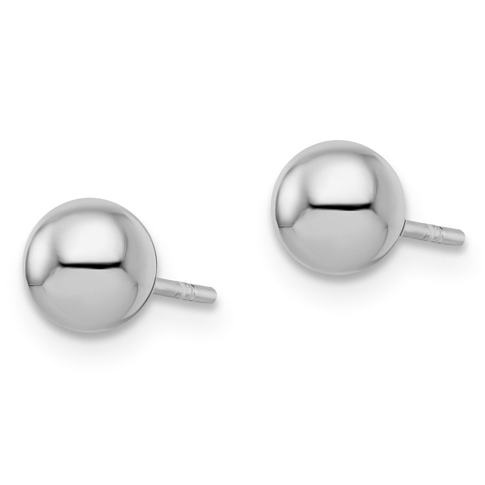 Sterling Silver Rh Plated 6mm Polished Ball Post Earrings