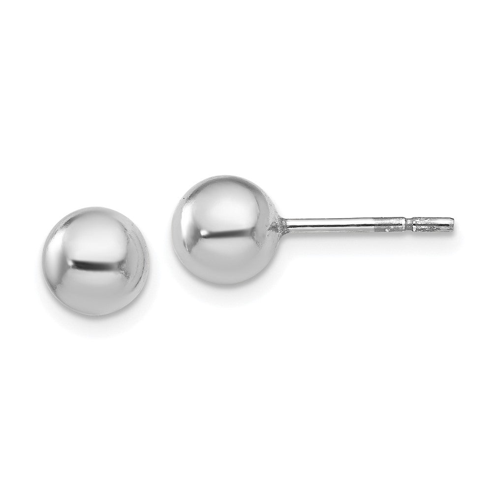 Sterling Silver Rh Plated 6mm Polished Ball Post Earrings