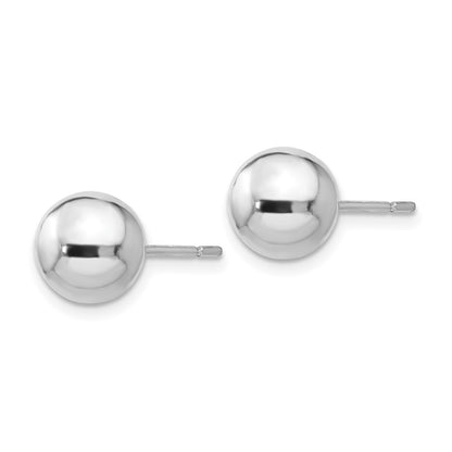 Sterling Silver Rh Plated 8mm Polished Ball Post Earrings