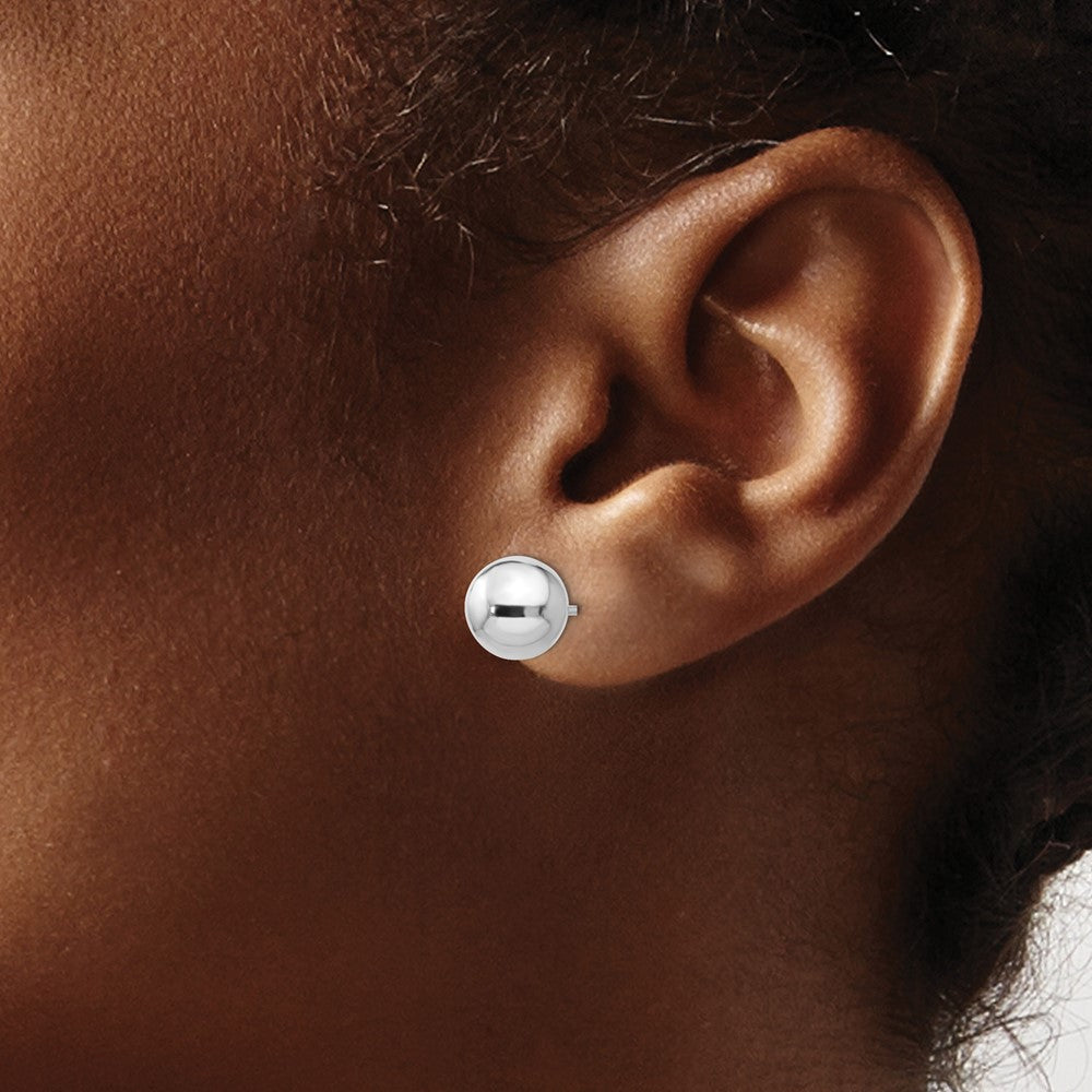 Sterling Silver Rh Plated 8mm Polished Ball Post Earrings