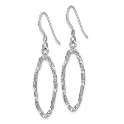 Sterling Silver Rhodium Plated D/C Shepherd Hook Dangle Earrings